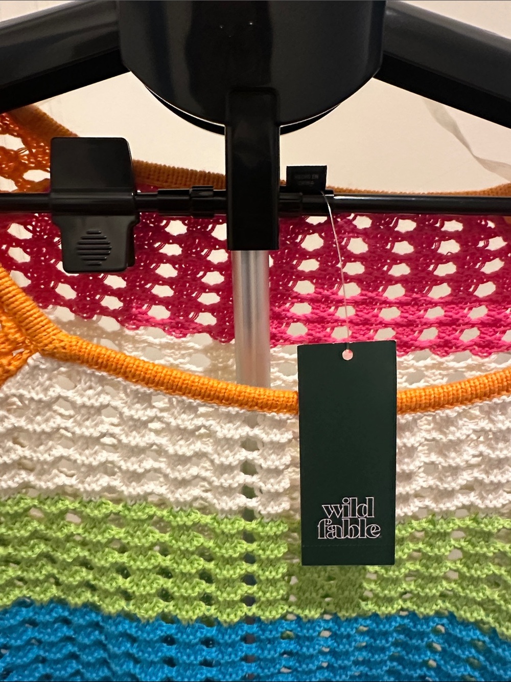Wild Fable Multicolor Crochet Crop Top - Orange, Blue, Green, Pink, White - Picture 2 of 4
